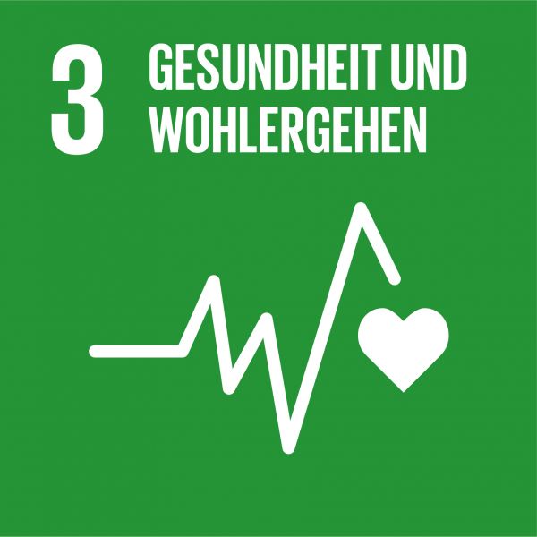 Icongrafik für das Nachhaltigskeitsziel Nummer 3 - Gesundheit und Wohlergehen