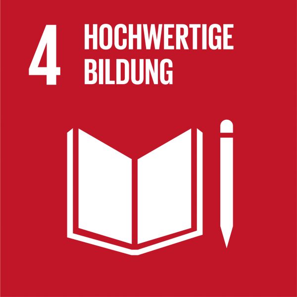 Icongrafik für das Nachhaltigskeitsziel Nummer 4 - Hochwertige Bildung