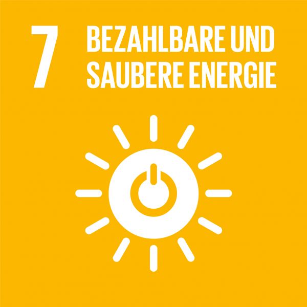 Icongrafik für das Nachhaltigskeitsziel Nummer 7 - Bezahlbare und saubere Energie