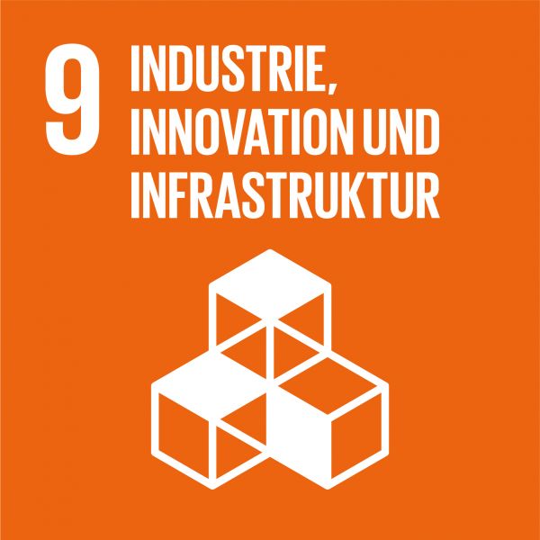 Icongrafik für das Nachhaltigskeitsziel Nummer 9 - Industrie, Innovation und Infrastruktur